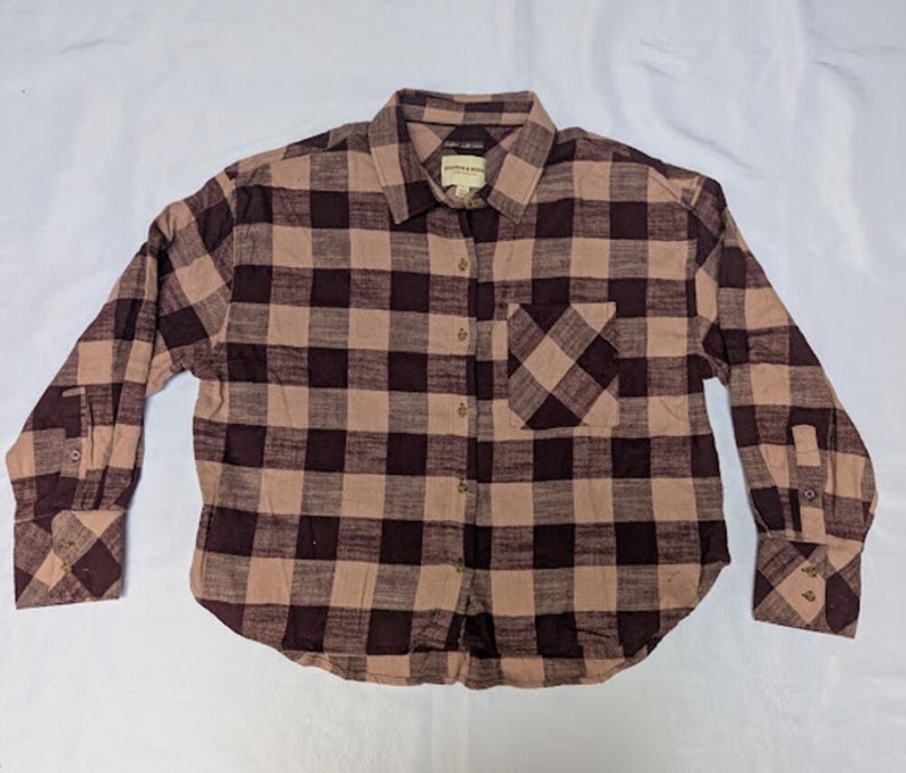 Scotch & Soda Faded Maroon Flannel Button Up Casual Women's Size Large NWT